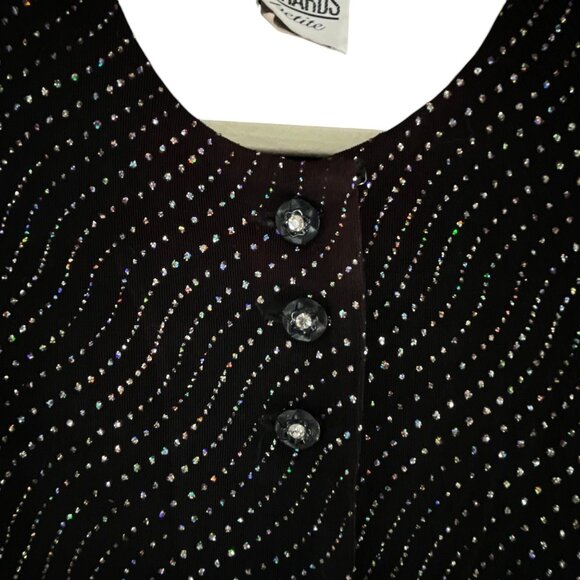 R&M Richards Vintage 1980 Petite Black Sequined Embellished Cardigan Jacket 12P - Picture 6 of 9